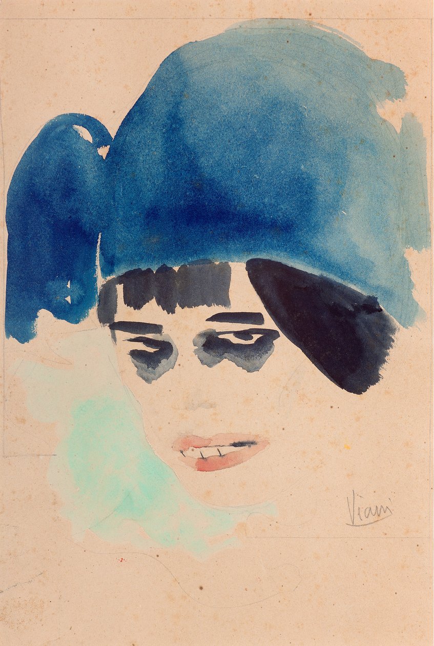 Portræt, ca. 1912 (akvarel og blyant på papir) af Lorenzo Viani