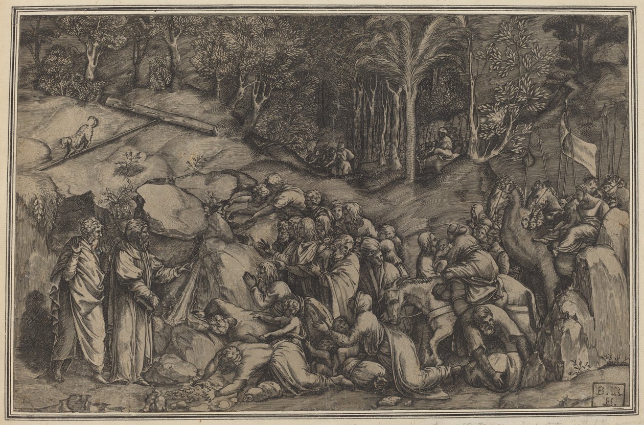 Moses slår klippen af Lorenzo de Musi