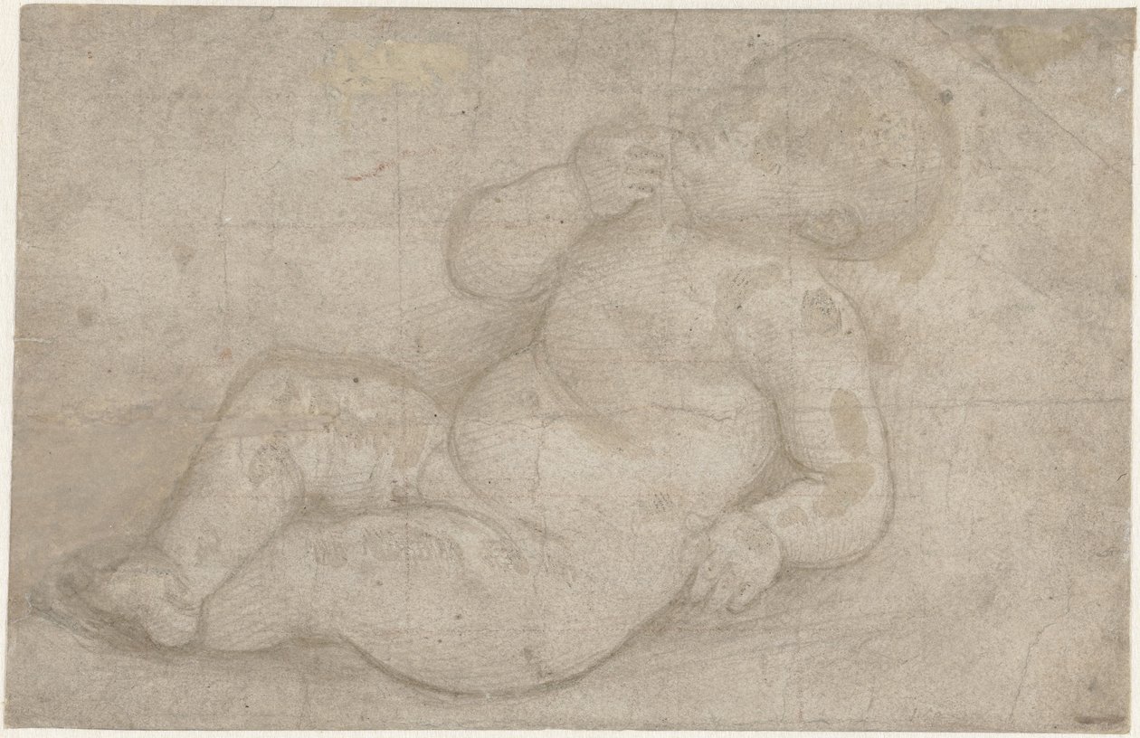 Studie for et liggende Kristusbarn af Lorenzo di Credi (attributed to)