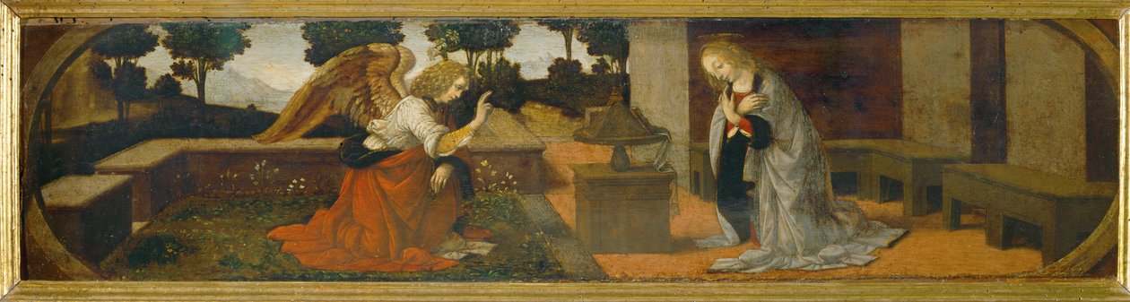 Bebudelse, en del af en predella ... af Lorenzo di Credi