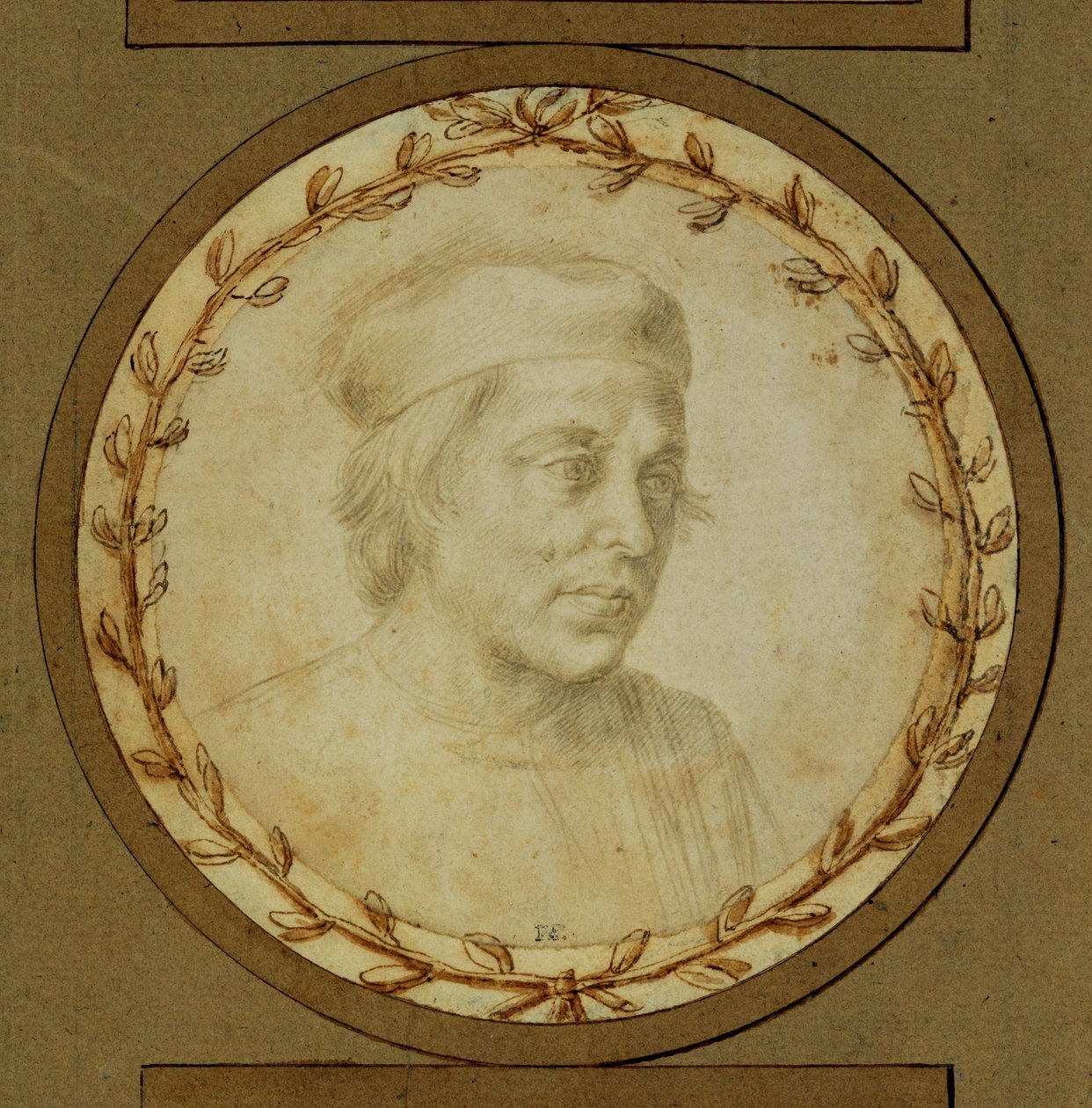 Buste af en mand med kalot ... af Lorenzo di Credi