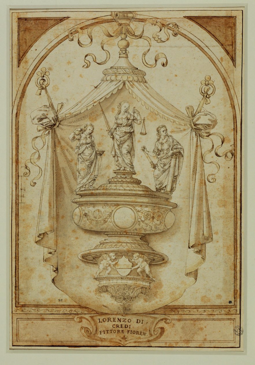 Studie til et begravelsesmonument ... af Lorenzo di Credi