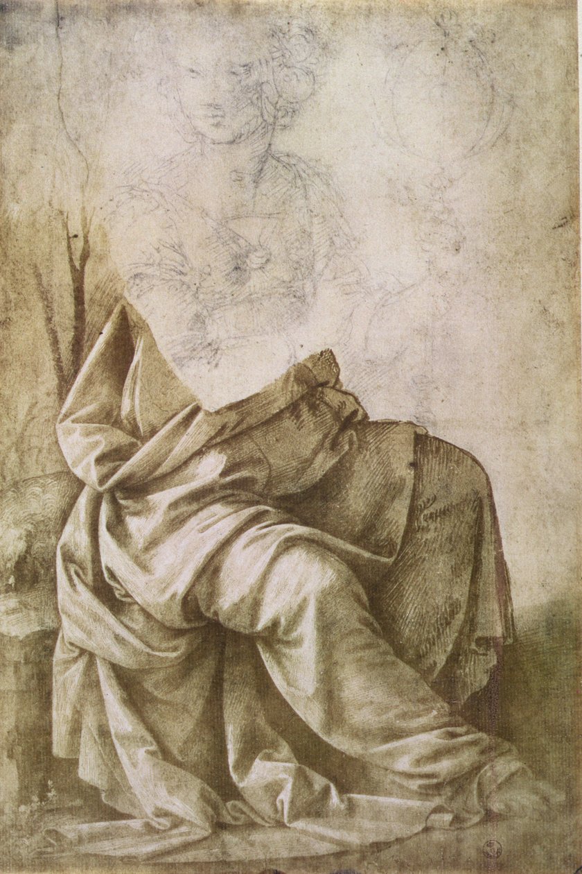 Studie af en figur, der repræsenterer astronomi (pen og blæk med vask) af Lorenzo di Credi