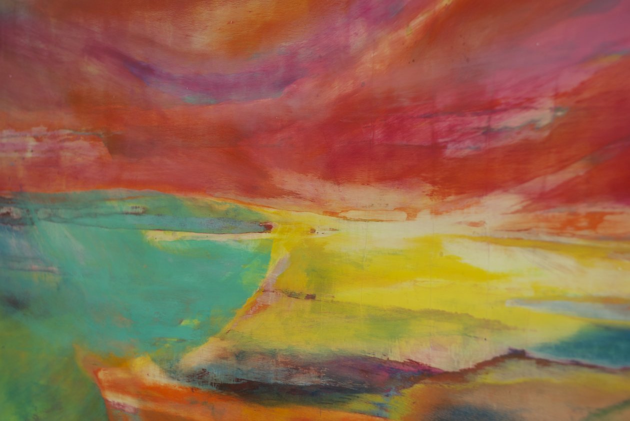 Between Land and Sea, Landscape, 2016, (fotografi, detalje af maleri) af Lou Gibbs
