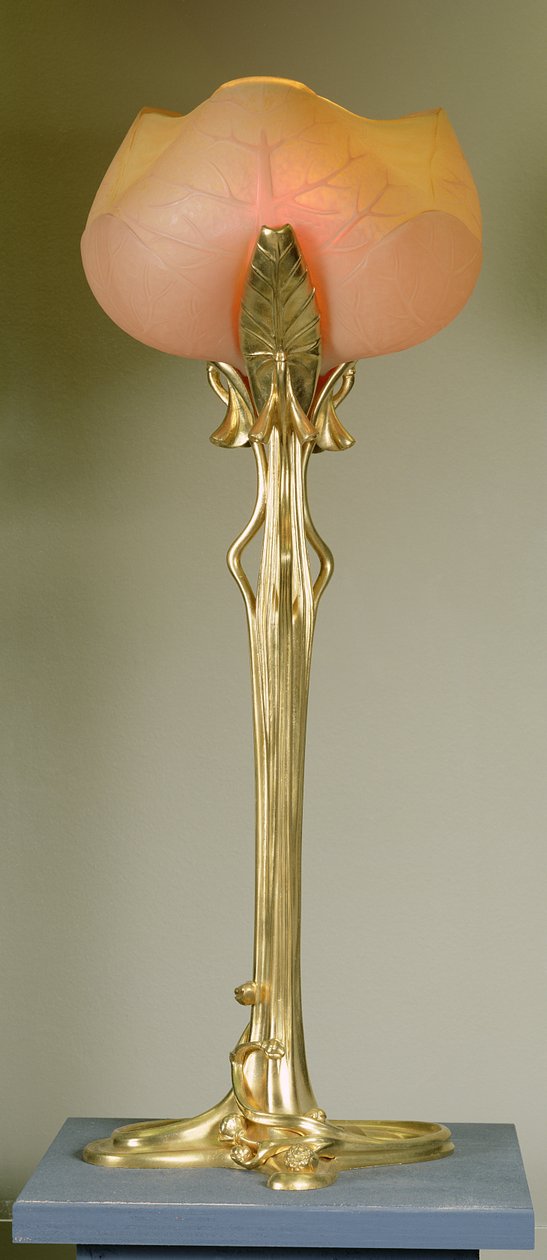 Bordlampe, ca. 1902-04 (forgyldt bronze og glas) af Louis Majorelle