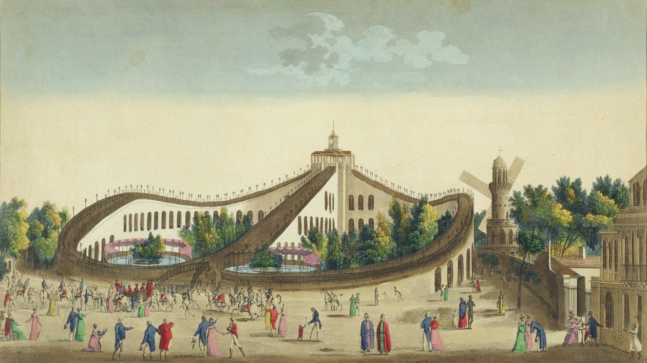 Aerial Walks, Baujon Garden, ca. 1817 af Ambroise Louis Garneray