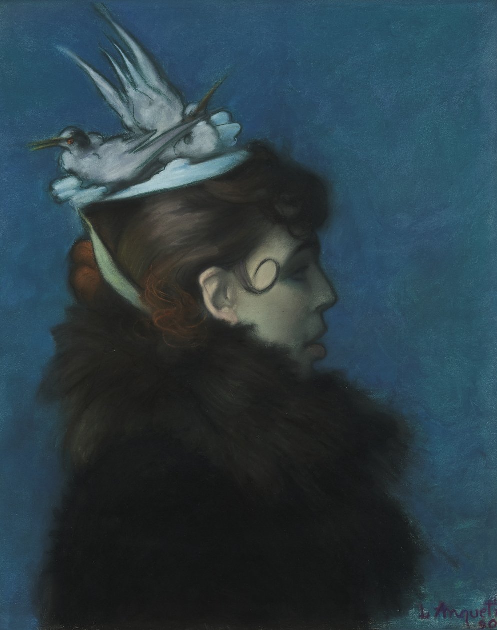 Elegant med fugle, 1890 af Louis Anquetin