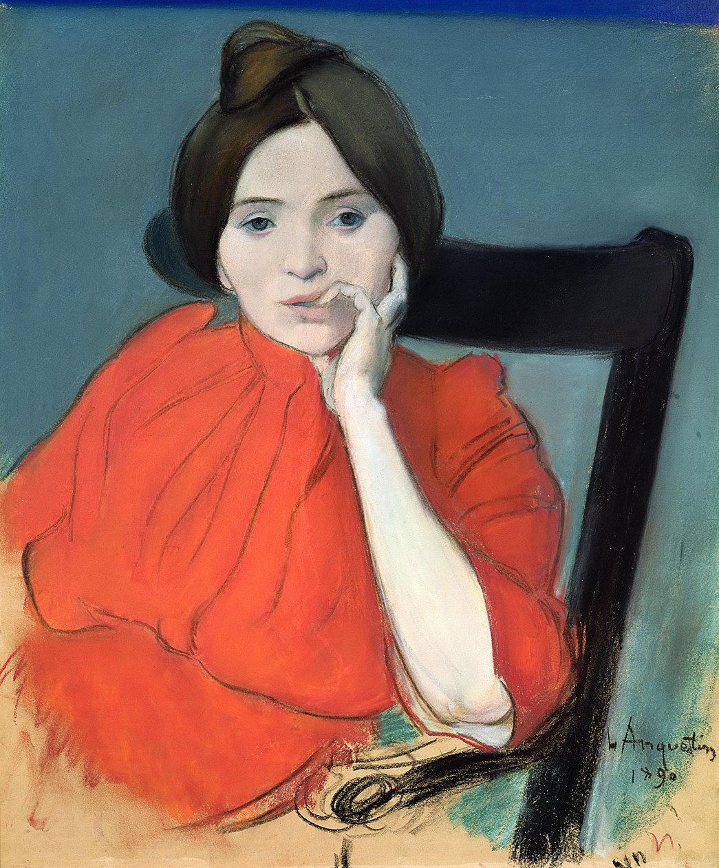 Portræt af en kvinde, 1890 (pastel på papir) af Louis Anquetin