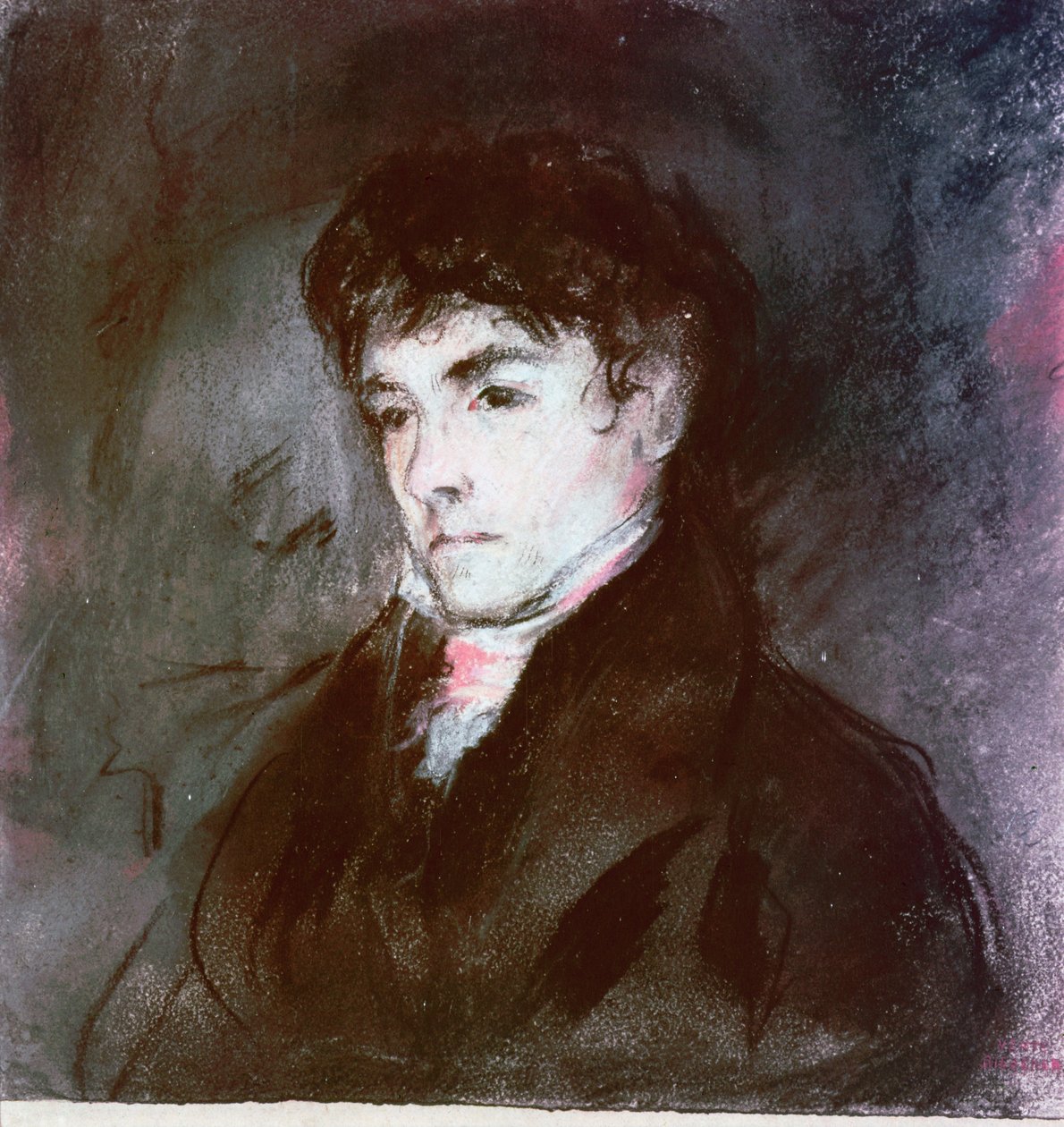 Portræt af Eugene Delacroix, ca. 1827 (pastel på papir) af Louis Antoine Leon Riesener