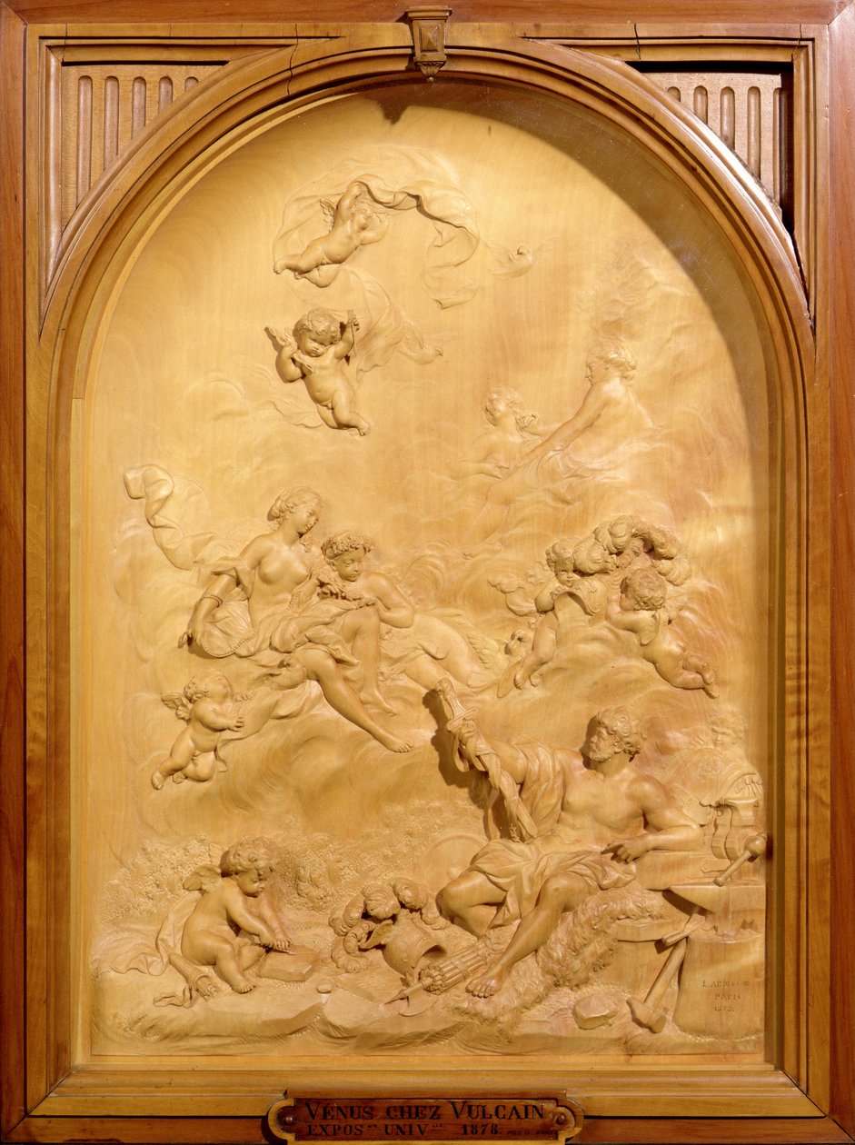 Venus og Vulkan, 1878 (udskåret træ) af Louis Ardisson