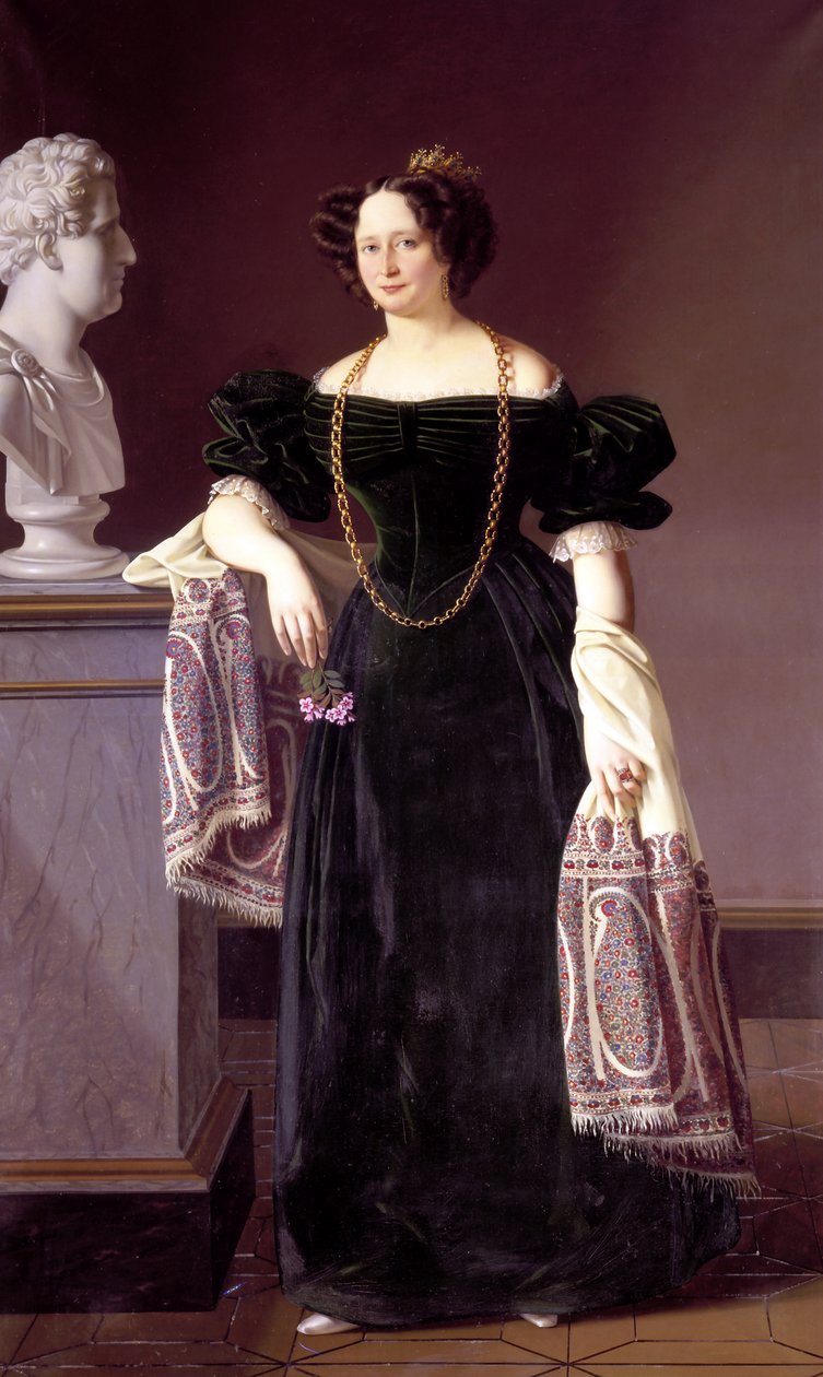 Portræt af Caroline Amalie af Slesvig-Holsten-Sønderborg-Augustenburg (1796-1881) af Louis Aumont