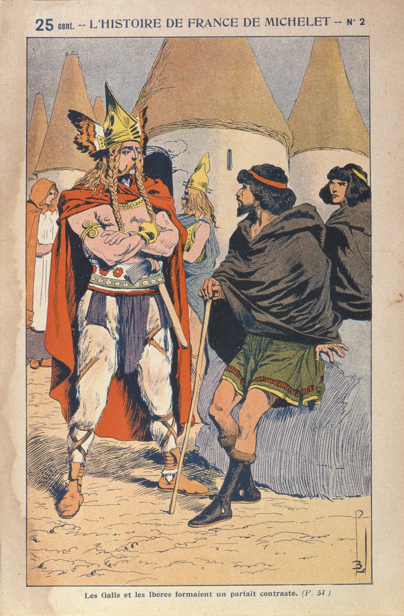Gallerne og ibererne, illustration fra Histoire de France af Jules Michelet (1798-1874) ca. 1900 af Louis Charles Bombled