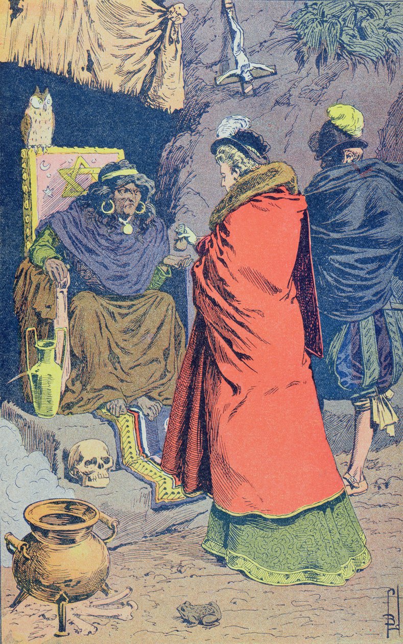Hekseri i det 16. århundrede, en heks, der sælger nogle philtres, fra 
