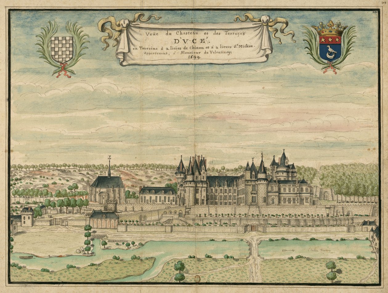 Farvet tegning af Château d
