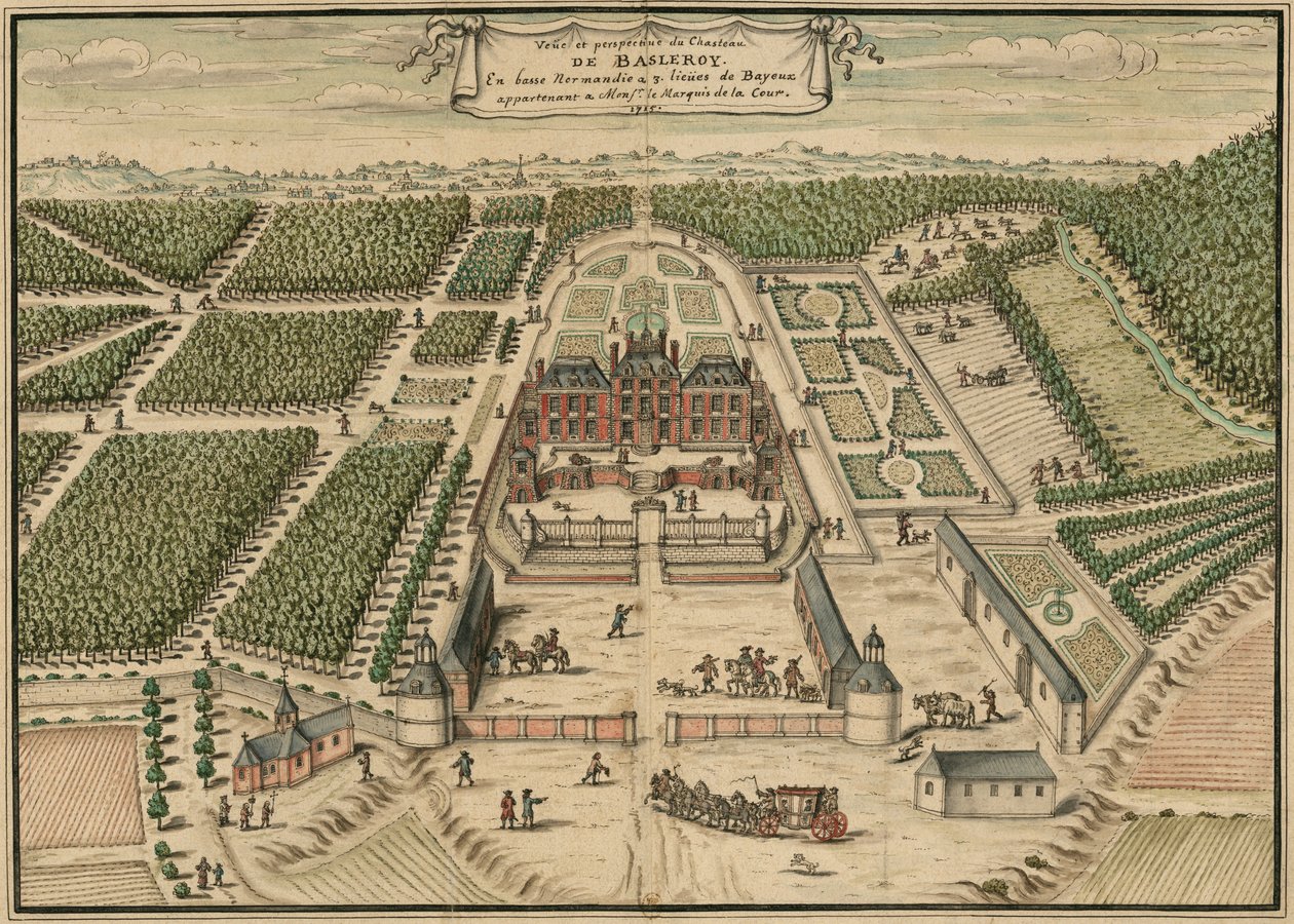 Perspektivtegning af Balleroy Castle i Frankrig af Louis Boudan