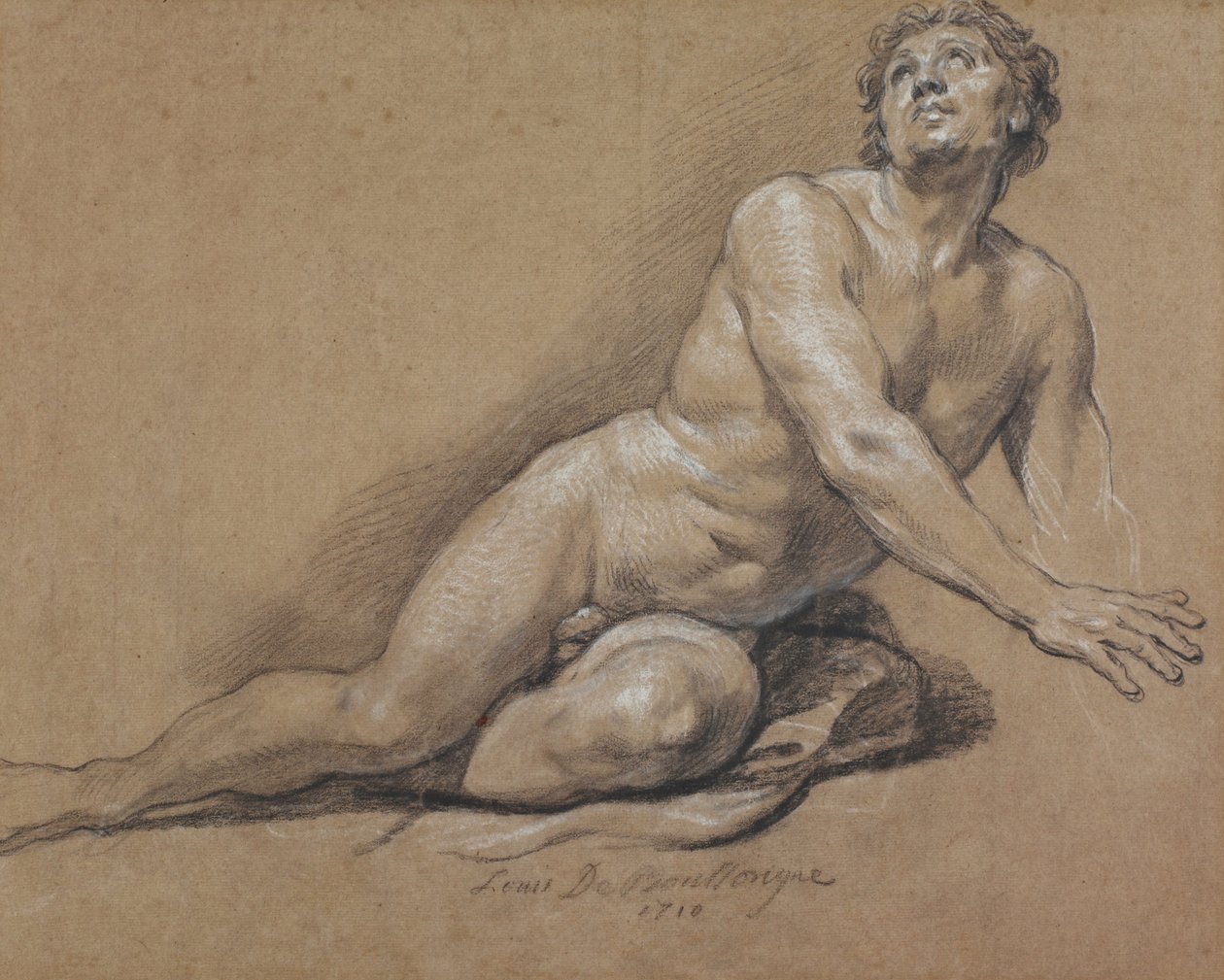 Liggende mandlig nøgen af Louis Boullongne the younger