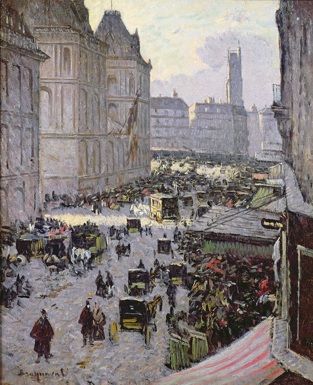 Paris Street Scene af Louis Braquaval