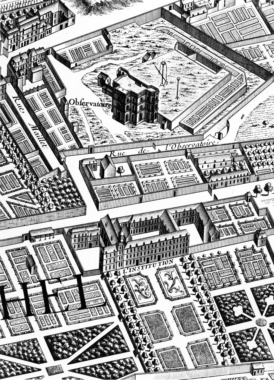 Observatoriet, detalje fra Planen af Paris, kendt som Plan de Turgot, indgraveret af Claude Lucas, 1734-39 graveringsdetalje af 233535 af Louis Bretez