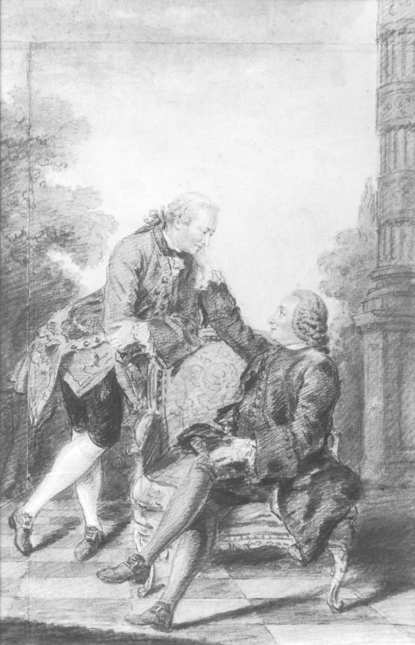 Denis Diderot (1713-84) og Melchior, baron de Grimm (1723-1807) af Louis Carrogis dit Carmontelle
