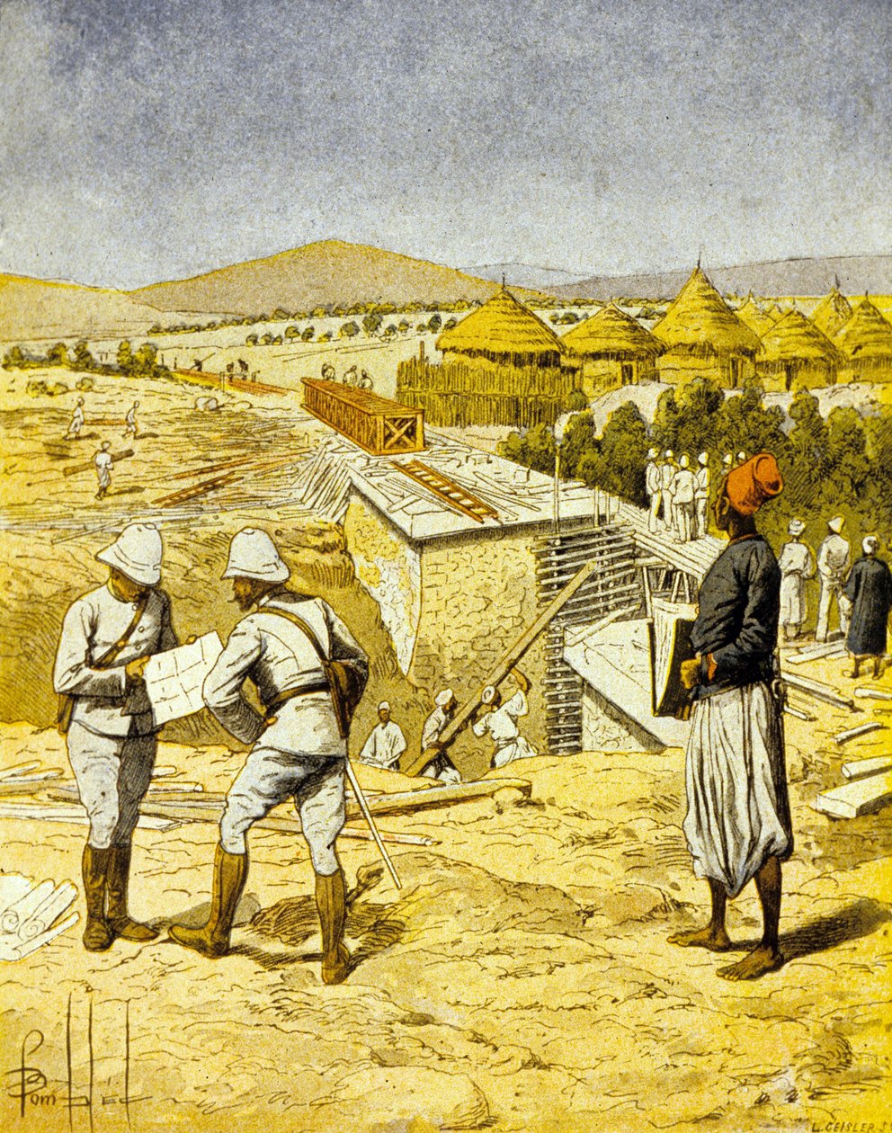 Anlæg af jernbanen mellem Medine og Bafoulabé af Louis Charles Bombled