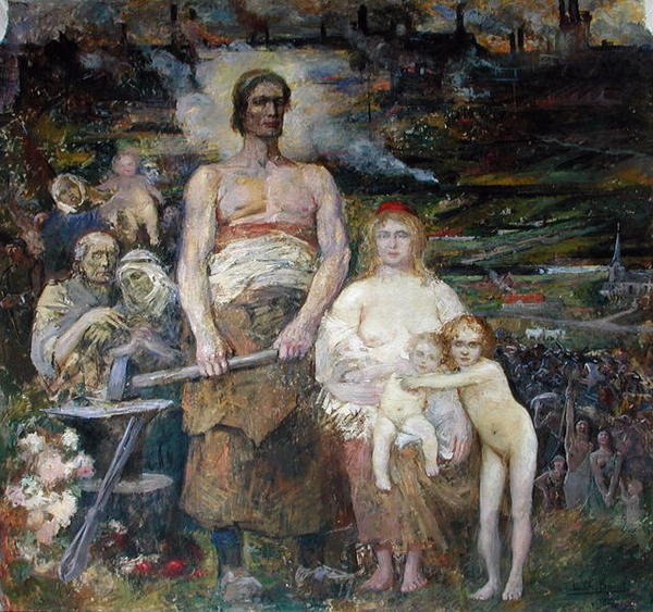Mod Emancipation, fra Salle Pierre de Roubaix, 1913 (vægmaleri) af Louis Charles Spriet