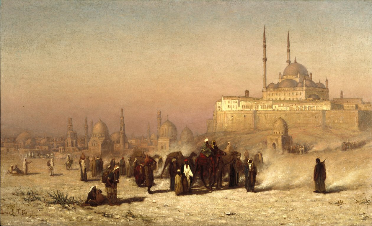 På vej mellem det gamle og det nye Kairo, Mohammed Alis citadellmoske og mamelukkernes grave, 1872 af Louis Comfort Tiffany