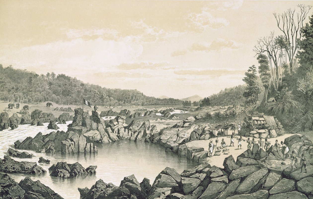Fransk lejr ved bredden af Mekong-floden, fra 