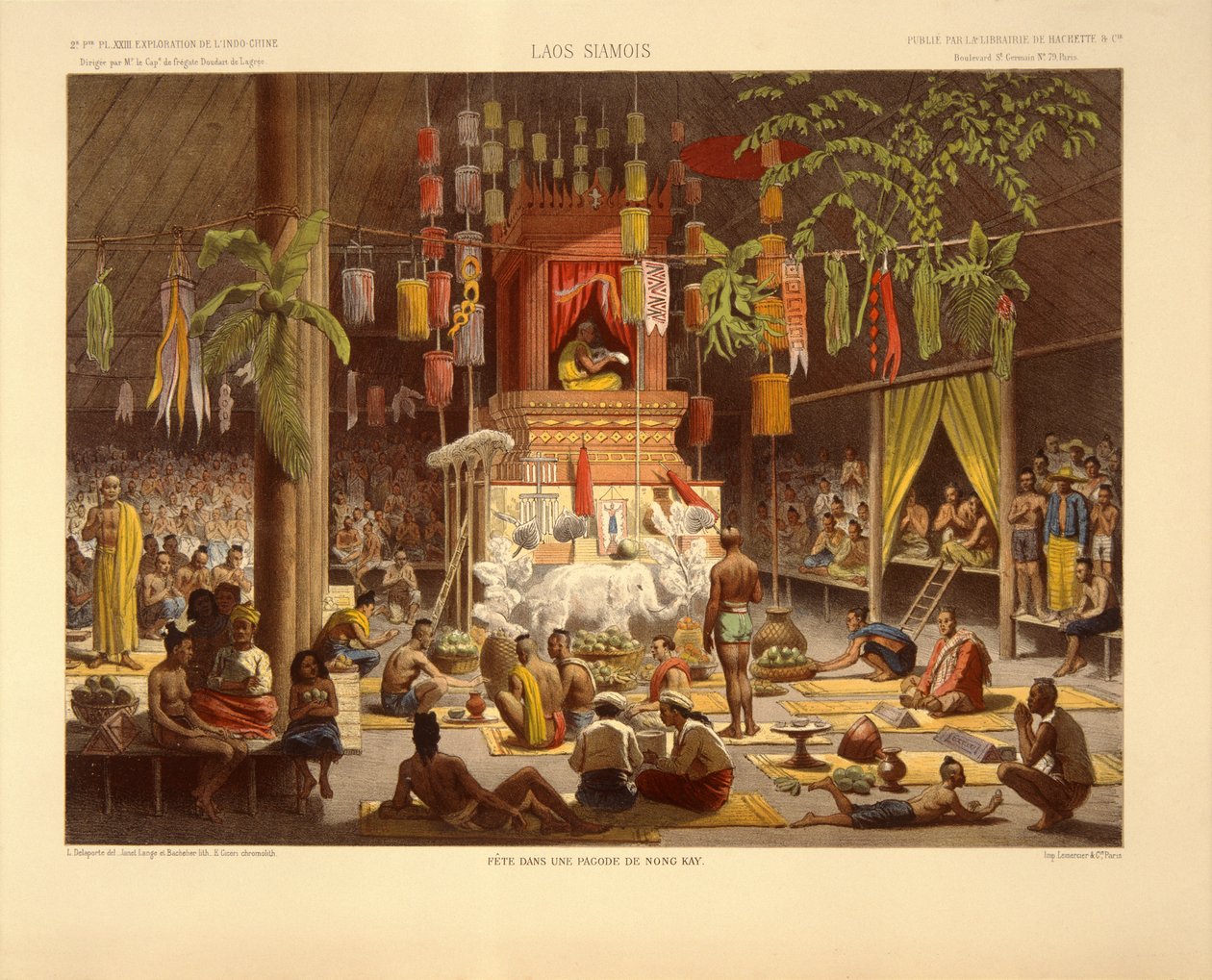 Interiør af en pagode i Nong Kay, illustration fra 