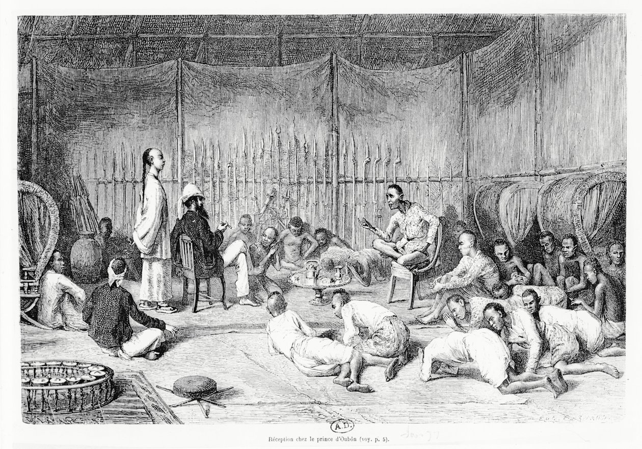 Modtagelse af prinsen af Oubon, Laos, 1877 af Louis Delaporte