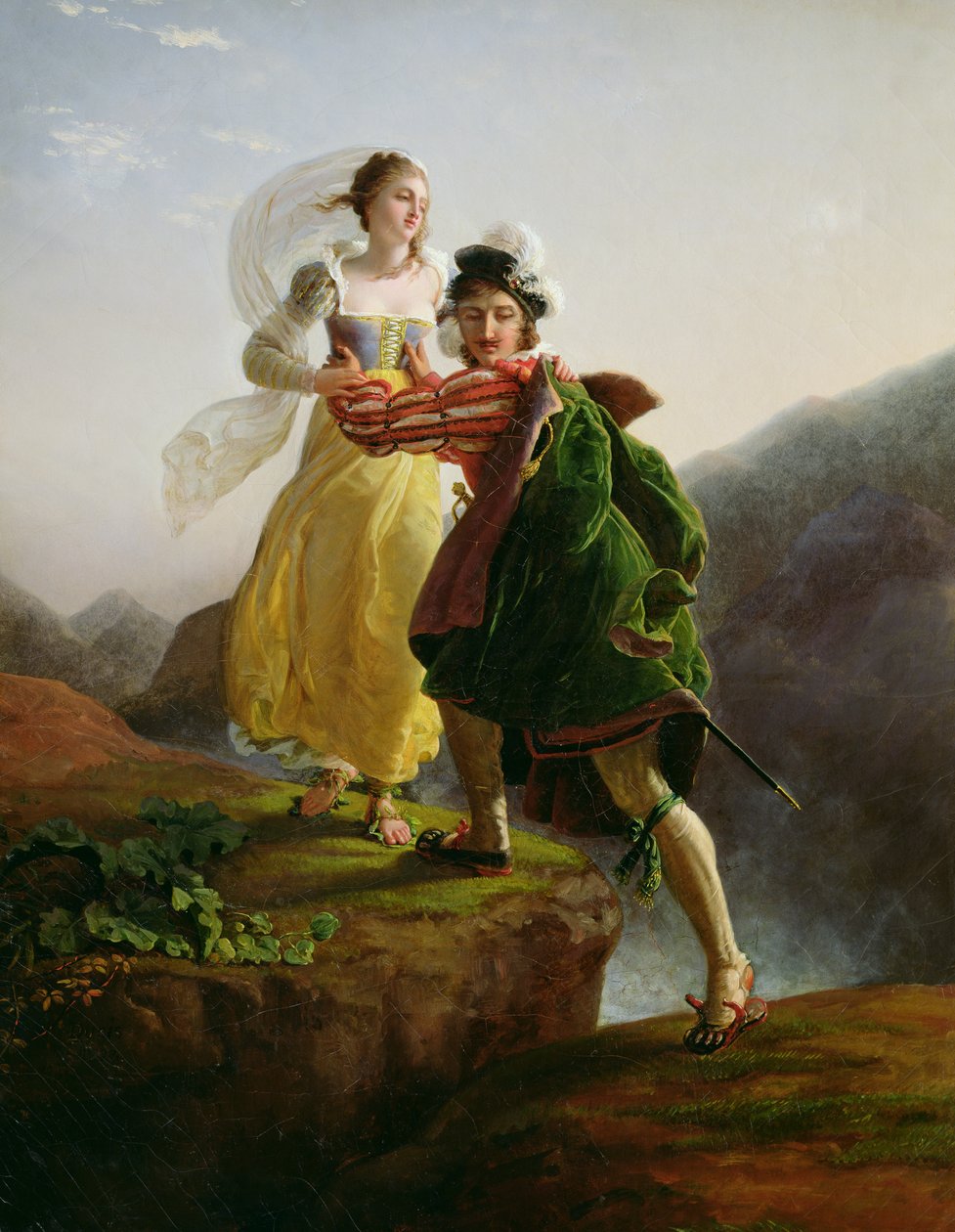 Bianca Cappello (ca. 1542-87) Flygtede med sin elsker Francesco de Medici (1541-87) af Louis Ducis