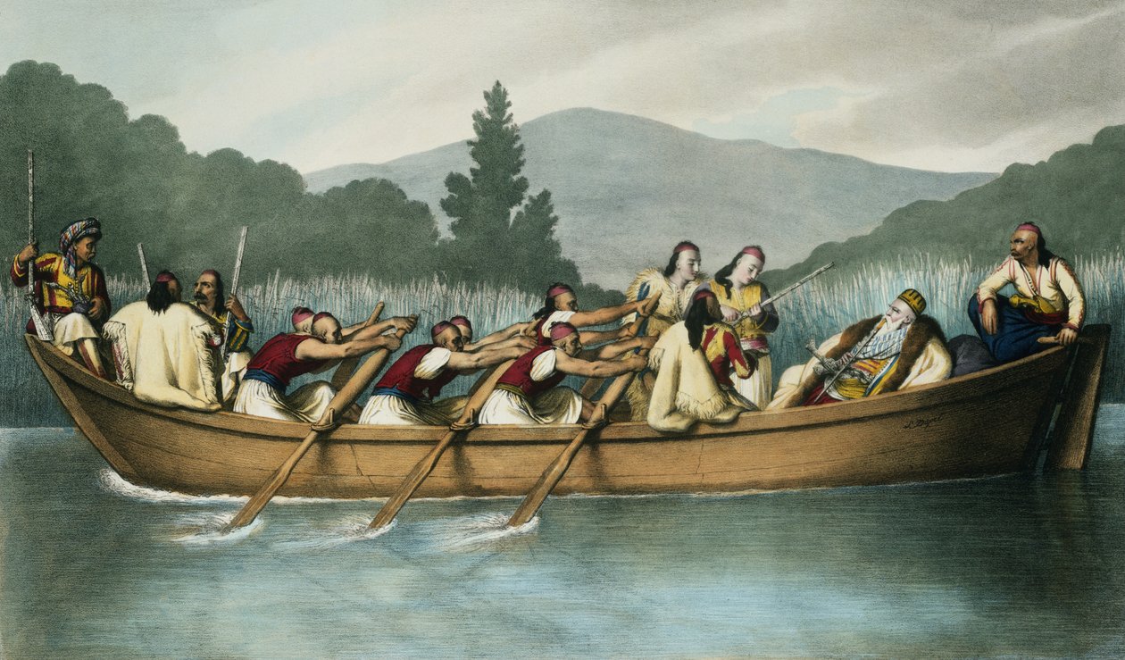 Ali Pasha (1741-1822) fra Janina på jagt ved Butrinto-søen i marts 1819, indgraveret af Mlle. Formentin, 1825 af Louis Dupré