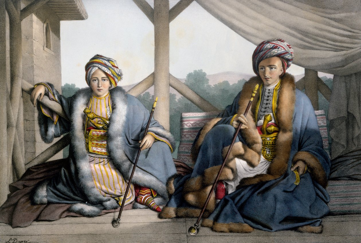 Pacha af Thessalia, søn af Veli og Mehemet, yngre søn Ali Cebelerr, Visir de Janina - Plade IV, indgraveret af Lemercier fra 