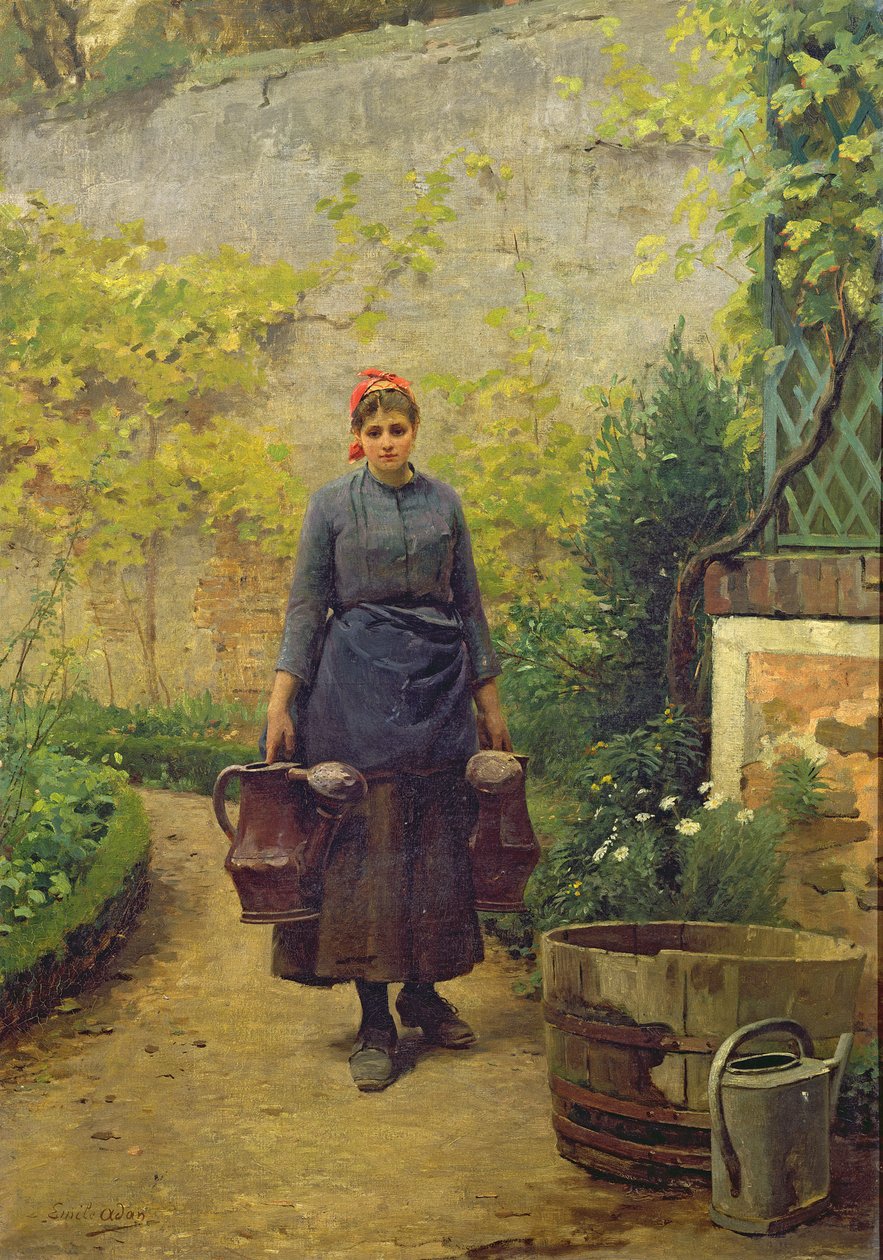 Kvinde med vandkander af Louis Emile Adan