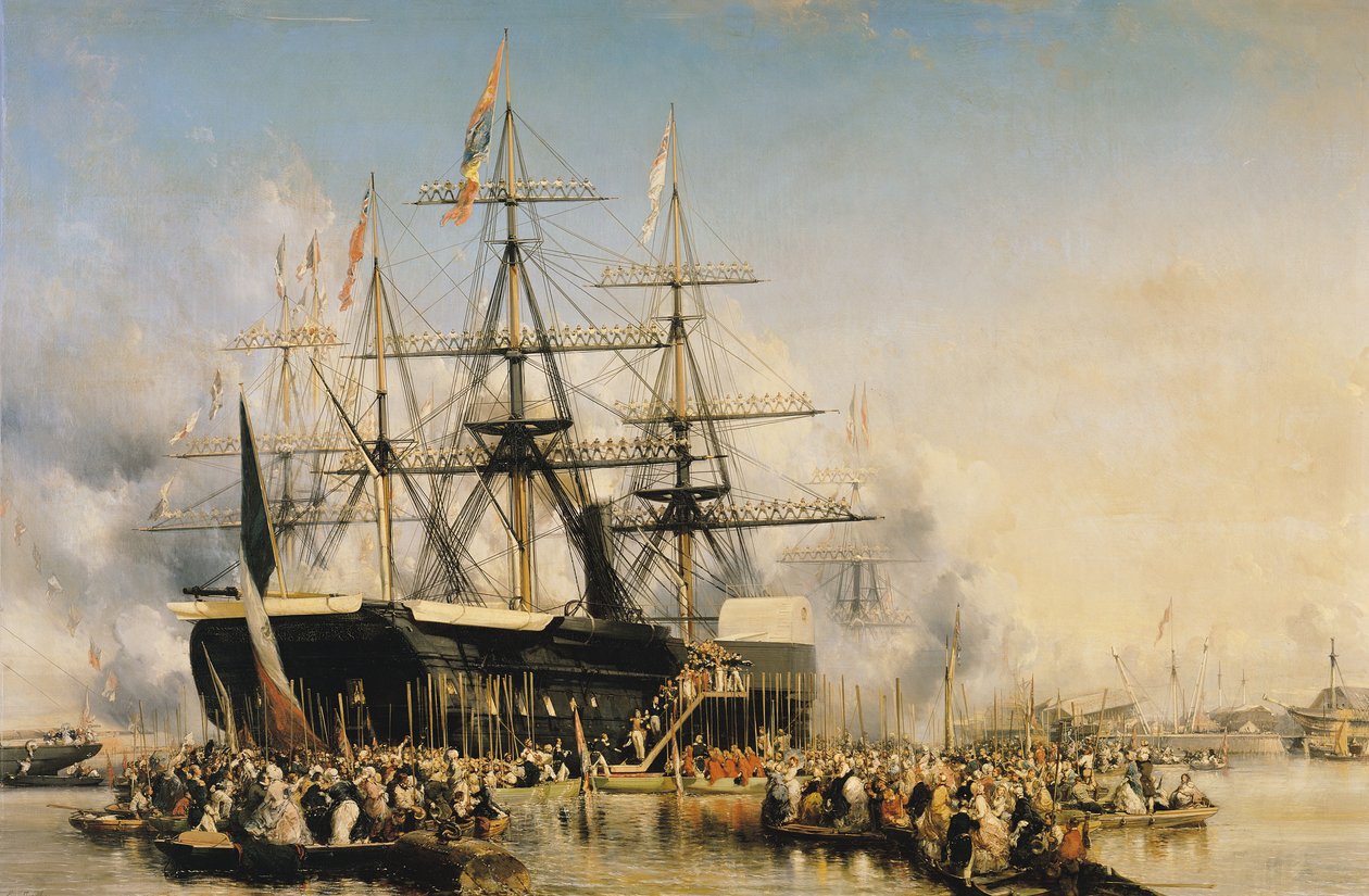 Kong Louis-Philippe (1830-48) Landstigning i Portsmouth, 8. oktober 1844, 1846 af Eugene Isabey