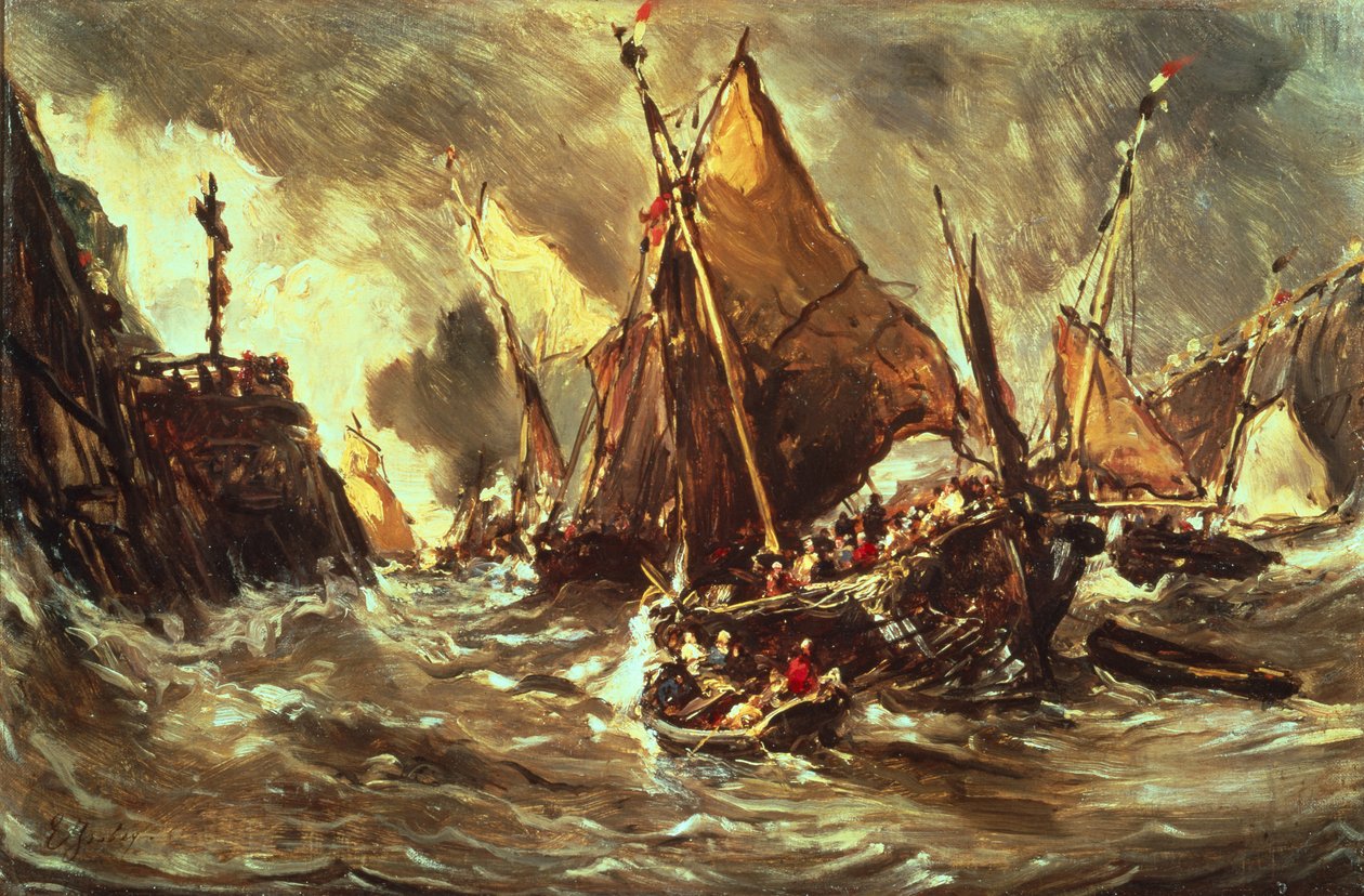 Skibe i en Storm af Eugene Isabey