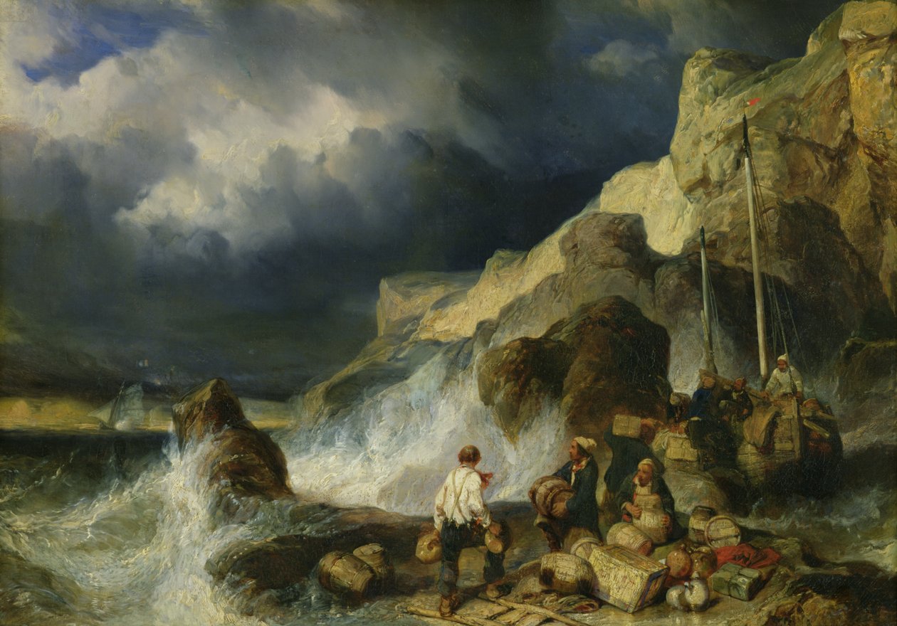 Smuglernes stormløb, c.1837 af Eugene Isabey