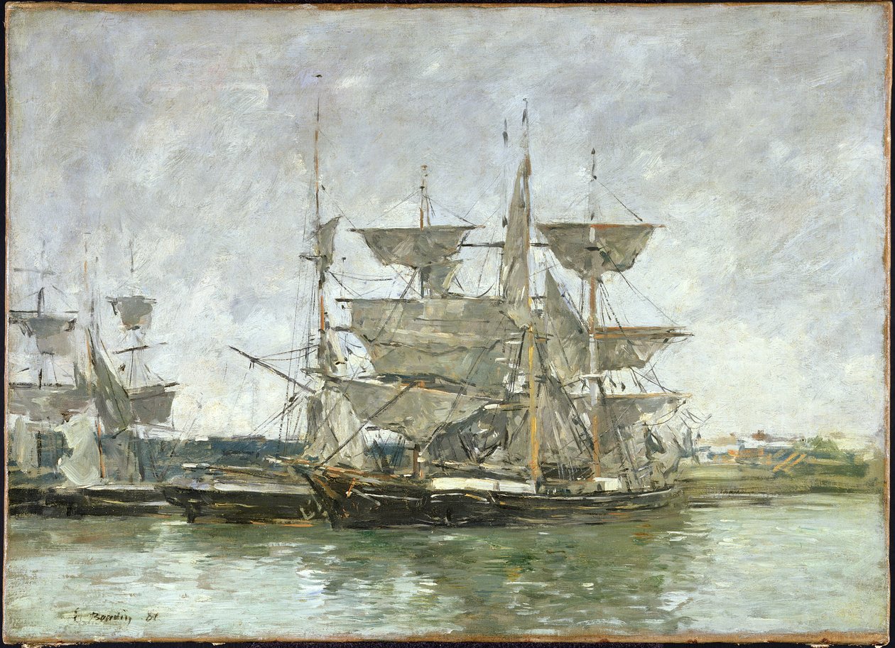 Både i havnen, Deauville, 1881 af Eugene Louis Boudin