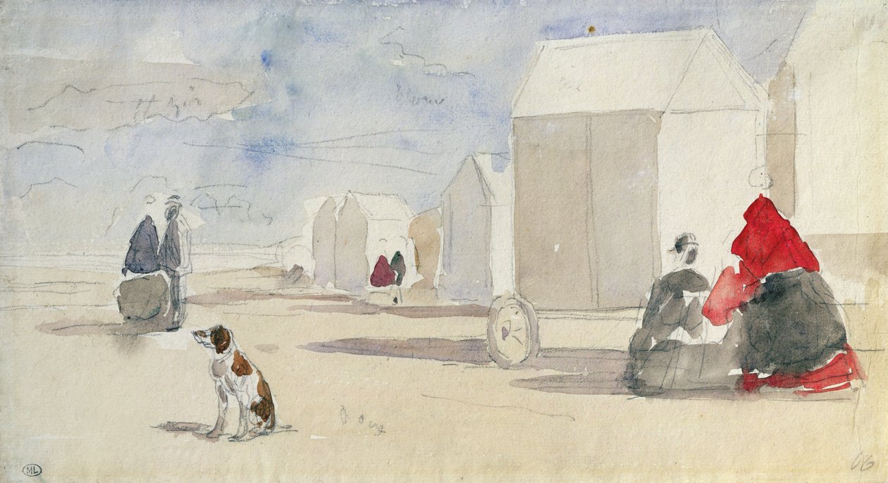 Ved bademaskinerne, 1866 af Eugene Louis Boudin