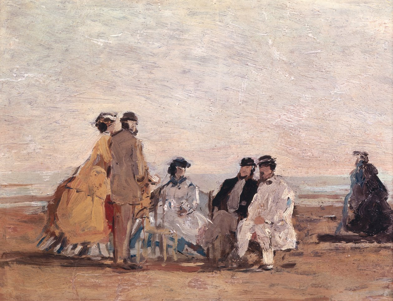 På stranden ved Trouville, ca. 1865 af Eugene Louis Boudin