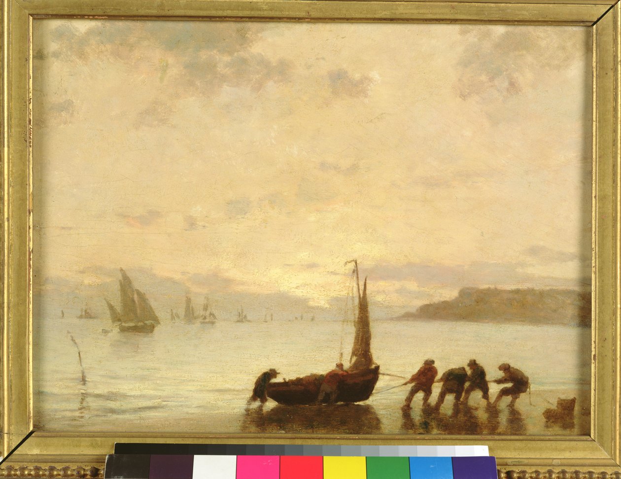 Retur fra fiskeri med nedgående sol af Eugene Louis Boudin