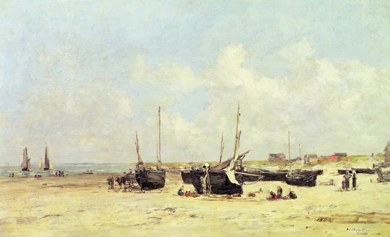 Stranden ved lavvande, Berck, 1890-97 af Eugene Louis Boudin