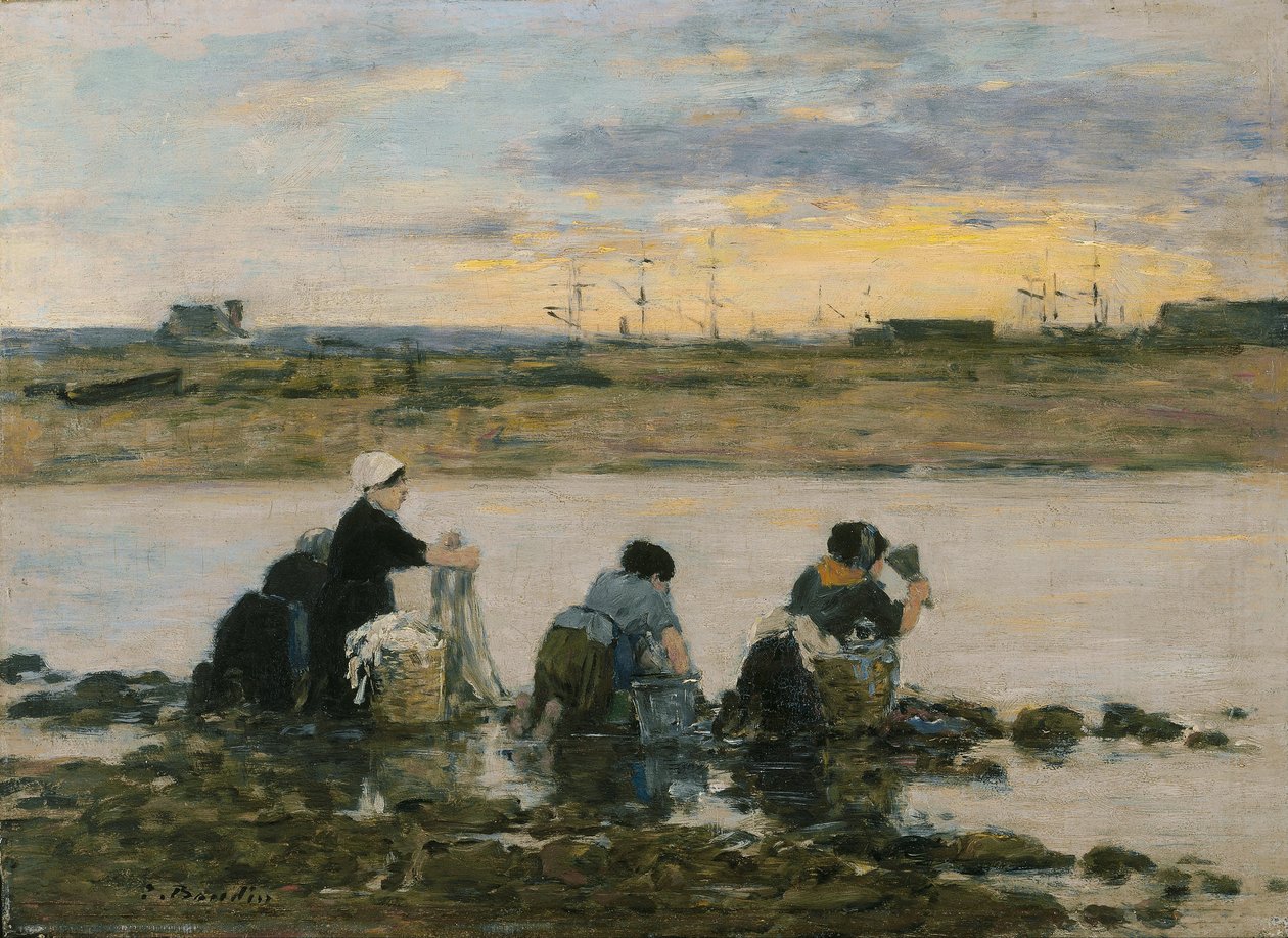 Vaskemaskiner ved floden af Eugene Louis Boudin