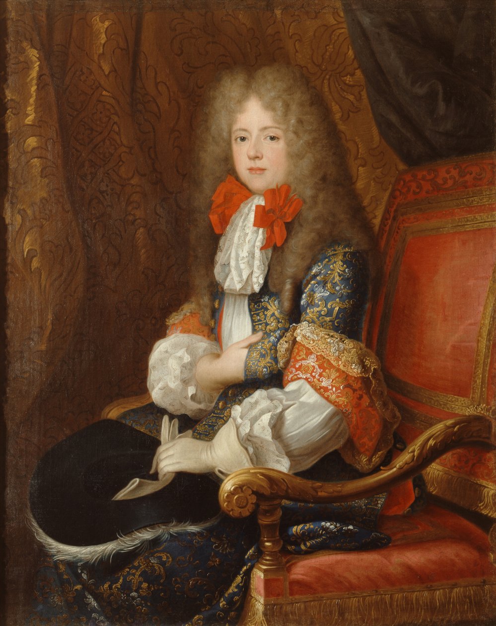 Portræt af Liselotte von der Pfalz, hertuginde af Orléans i et jagtkostume (1652-1722) af Louis Ferdinand Elle the Younger