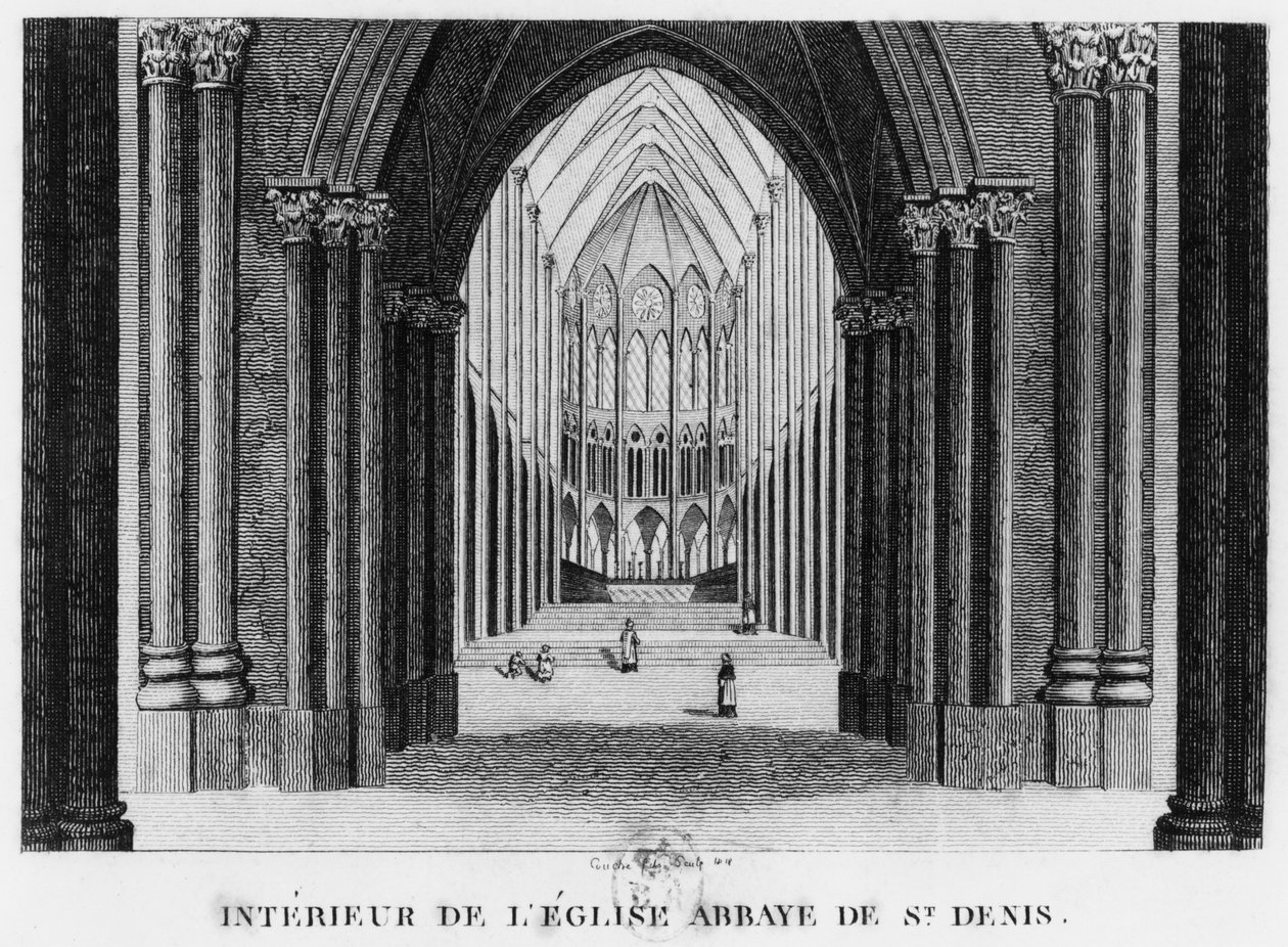 Basilica Saint-Denis, indvendig udsigt, 1818 af Louis Francois Couche