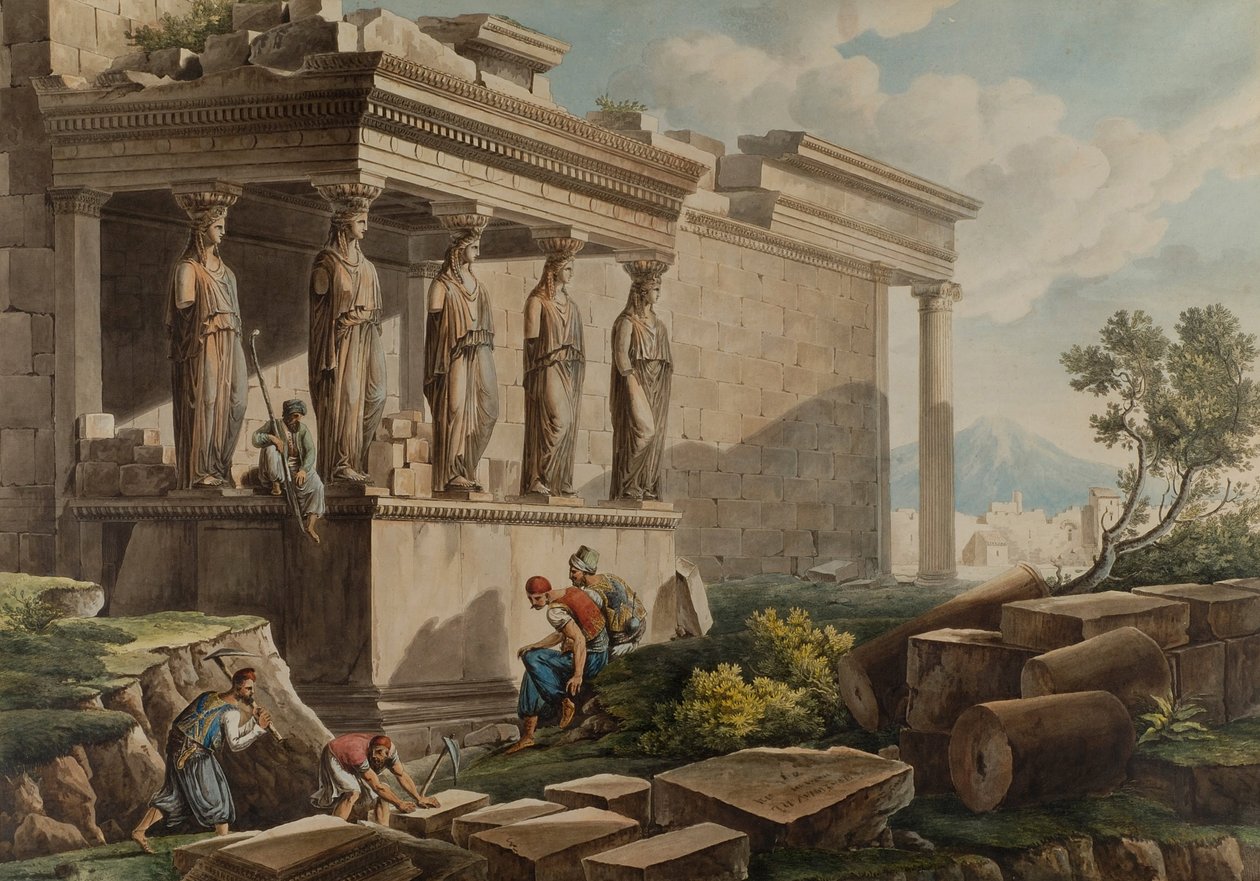 Karyatidernes veranda på Erechtheion af Louis Francois Cassas