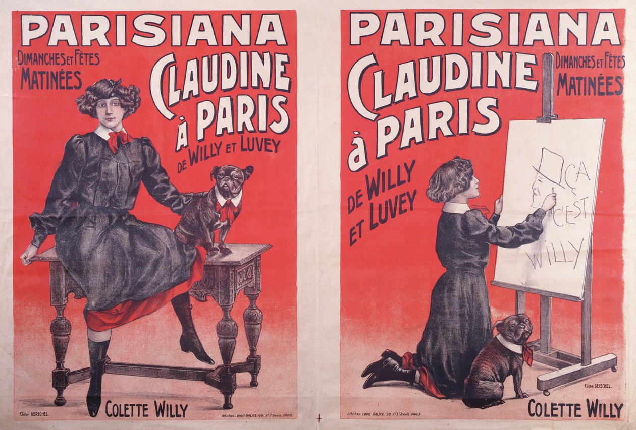 Plakater, der reklamerer for Claudine à Pariss forestillinger i Théatre Parisiana, ca. 1906-7 af Louis Galice