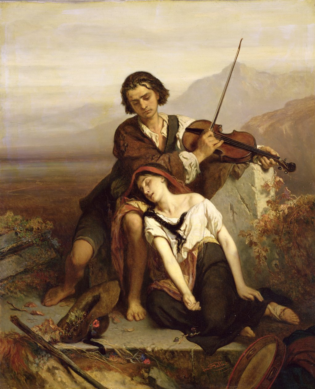 Trøst i sorgen, c.1852 af Louis Gallait