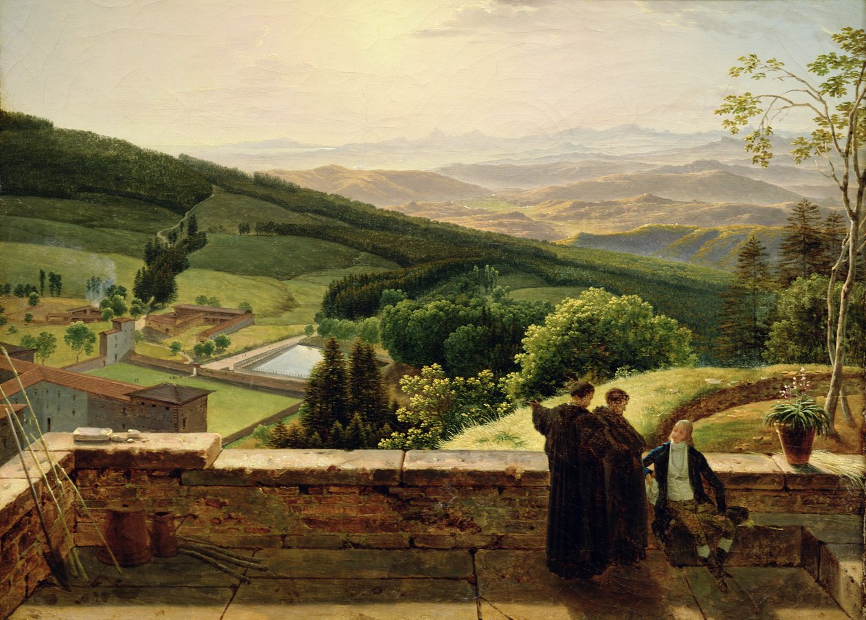 Udsigt over Vallombrosa, nær Firenze af Louis Gauffier