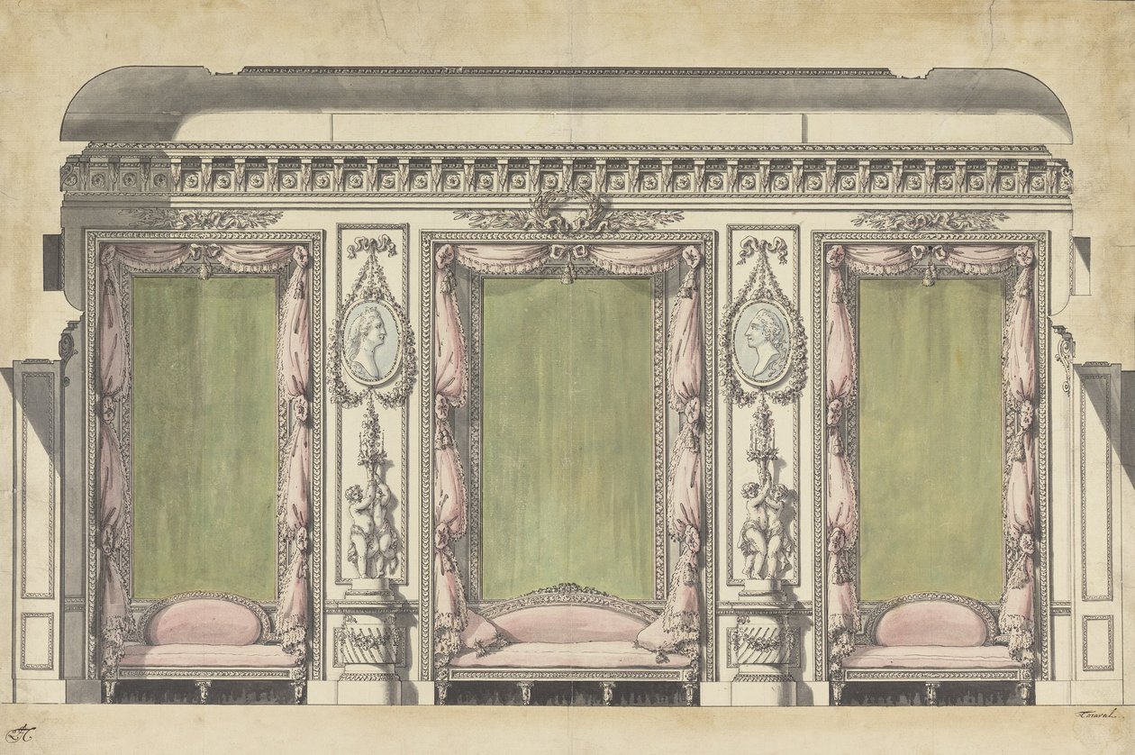 Væghøjde til et forkammer eller salon af Louis Gustave Taraval