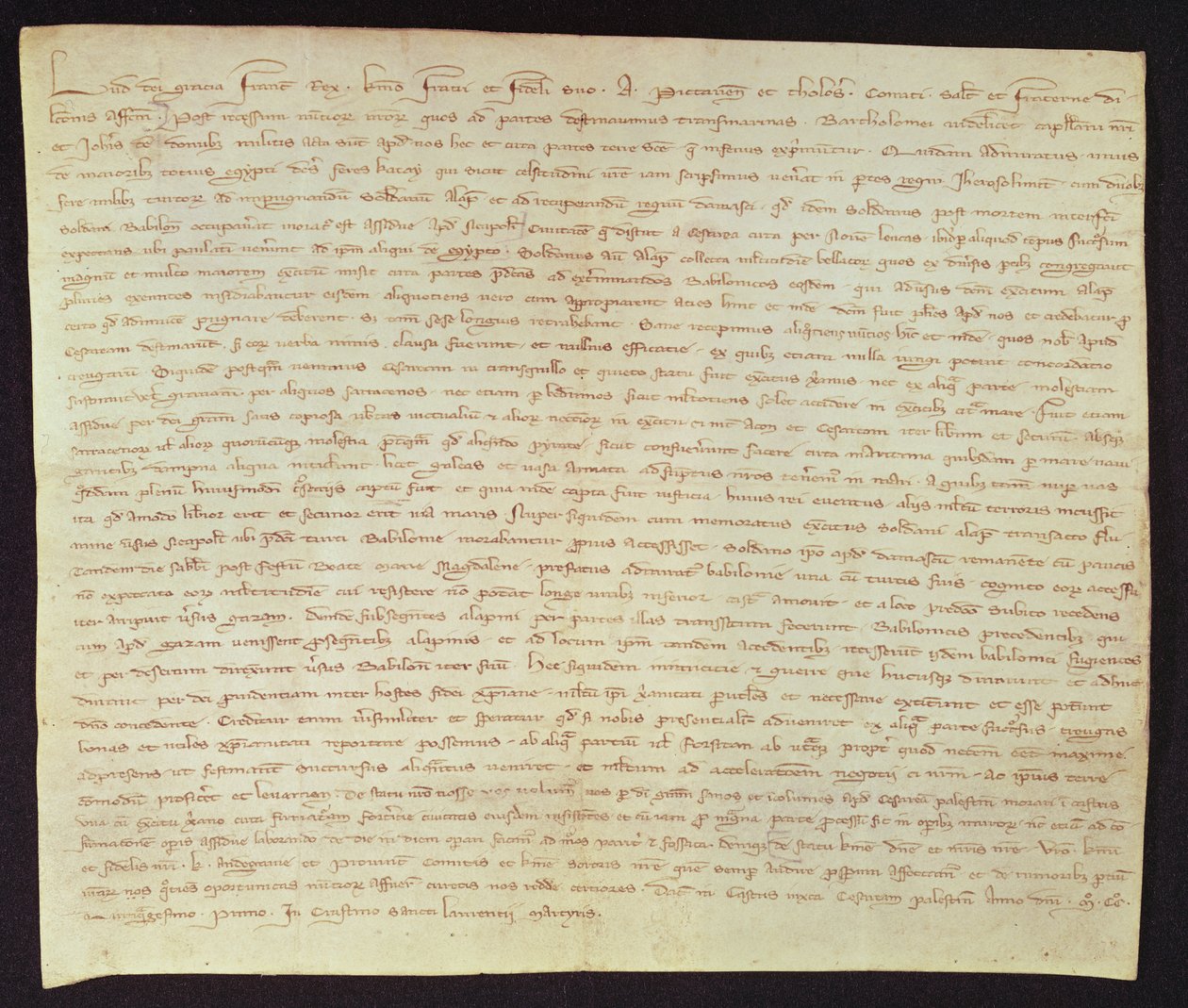 Brev fra Ludvig IX til sin bror Alphonse (1220-71) Comte de Poitiers, 11. august 1251 af Louis IX